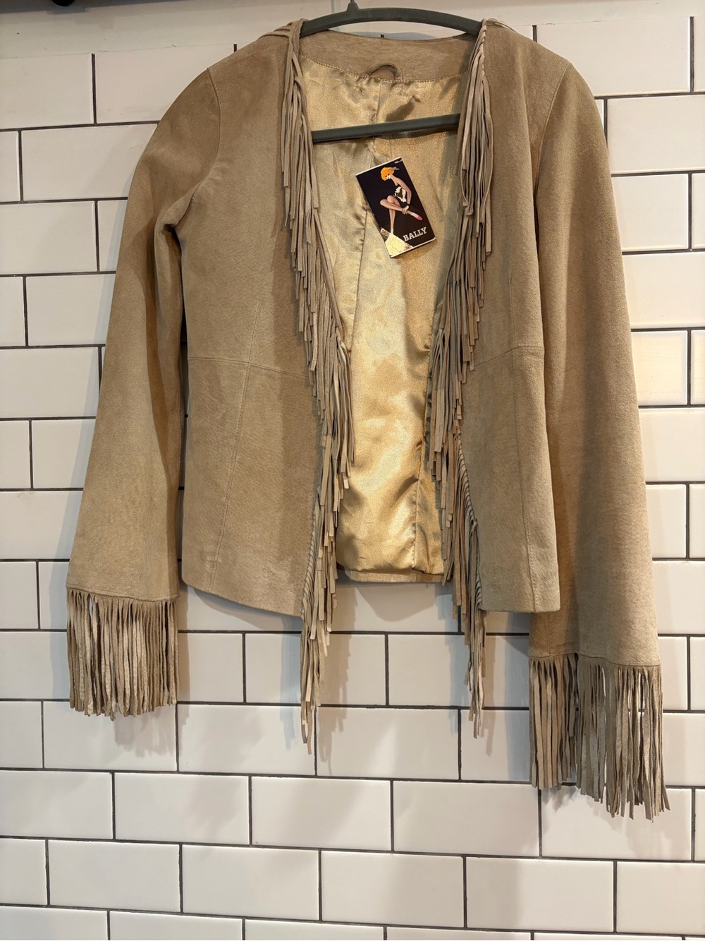 Bally Beige  Western Suede Fringe Jacket size small